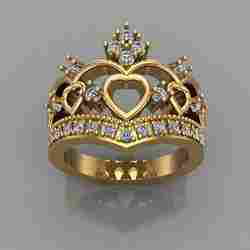 Ring Corona 15, Size US 5 1/2, FR 51, weight 5.94 grs gold 18 K, 14K, silver and more, with brackets for printing