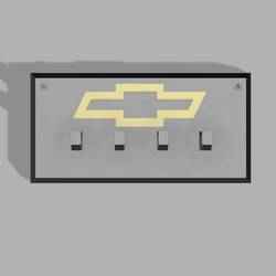 Wall Key Holder - Chevrolet Inspired Emblem (4 Hooks, Screw or Adhesive Version)
