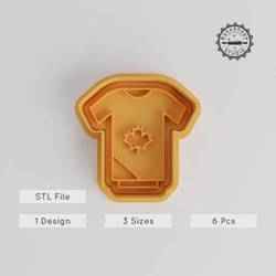 Shirt Shape Cutter & Stamp Set, Perfect for Cookies & Fondant, Includes 6 Pieces, Sizes S/M/L