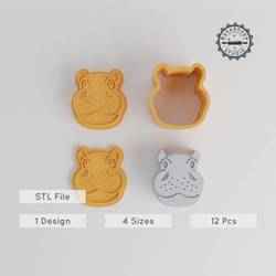 Cute Hippo Bath Bomb Mold Set, 4 Sizes, Wildlife Hippo Design for 3D Printing, Animal & Mammal Theme