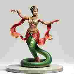 2258 Indian Serpent Woman Dancer on Pedestal, magic, dragon, serpent, mask, gnome, gorgon, venetian carnival, wild, fox, monster, cat, fair, witch, werewolf, horror, beast, snake, troll, skeleton dance