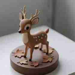 Adorable Cartoon Baby Deer on Autumn Base