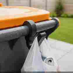 Recycle bin hook for plastic bags