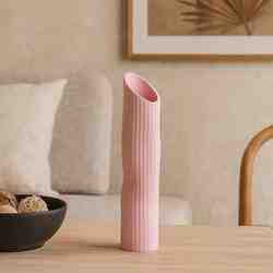Tall Pink Ripple Vase for Modern Decor