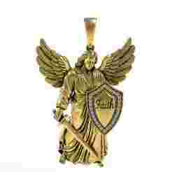00027 Angel with Sword and Shield Diamond Pendant