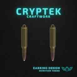 01. 6.8mm SPC 6.8x43mm - Remington - Special Ops Spirit: 6.8mm SPC Remington Mini Earring 3D Print File - Military Ammunition Necklace - Sniper Rifle Ammo