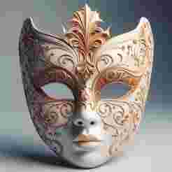2060 Venetian Carnival Mask Color 3D Model, magic, dragon, serpent, mask, gnome, gorgon, venetian carnival, wild, fox, monster, cat, fair, witch, werewolf, horror, beast, snake, troll, skeleton dance