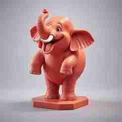 2313 Joyful Laughing Elephant 3D Model on Pedestal, pug, dachshund, poodle, cat, camel, bear, beagle, crocodile, lion, fox, bull terrier, pomeranian, donkey, wolf, doberman pinscher, newfoundland, elephant