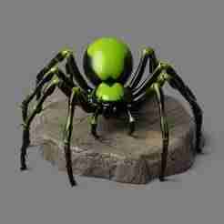 2391 Mutant Spider on Stone Pedestal - Color 3D Model, Halloween, magic, spider, mask, gnome, gorgon, wild, bat, monster, mutant, fair, witch, werewolf, horror, beast, mutant spider, skeleton, skull