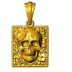 “25mm Skull with Flower Square Pendant – STL & 3DM 3D Jewelry Model”