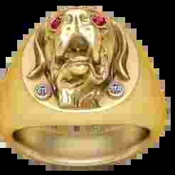 3D gold dog head ring