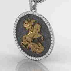 3D Model St George and Dragon Medallion Pendant STL Saint George 3D print model