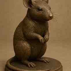 3D Sculpture of a Mouse in Bronze Style