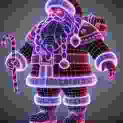 3D wireframe versions of a festive dwarf character for christmas