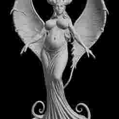 A pregnant demon girl with large breasts, 3D model for printing