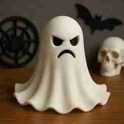 Angry Halloween Ghost – Handcrafted Clay-Style STL for 3D Printing