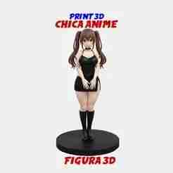 ANIME GIRL SCULPTURE - 3D FIGURE WITH BLACK BASE - YAMI