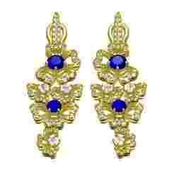 Antique Floral Design Diamond Long Earring