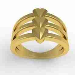 Antique Three Heart Triple Shank Engagement Ring