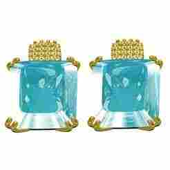 Aquamarine Emerald Stone Long Dangle Earring