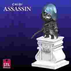 Assassin Chibi on Column STL – Stylized Collectible Model