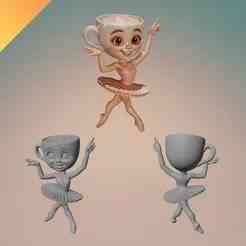 Ballerina Cappuccina 3D Model STL – Coffee Cup Ballet Dancer Figure for 3D Printing Italian Brainrot Collectible