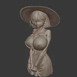 Big Hat Girl – Stylized Female Figurine 3D Print Model