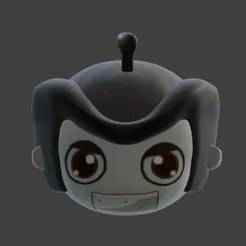 Black Robot Head Keychain - Futuristic Android Design - Sci-Fi - Ready to Print