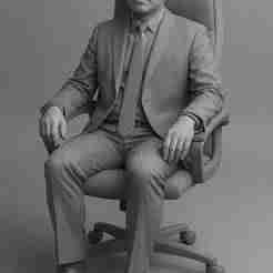 boss sitting in office chair in 1/64 scale.