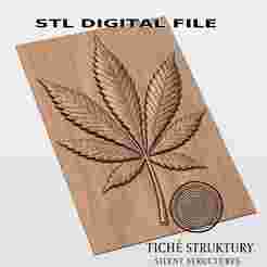 Cannabis Leaf – Botanical Relief – 3D STL Model for CNC Carving, Digital Download