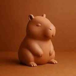 Capybara STL File - Cute Chubby Animal Figurine 3D Print Model