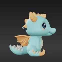 Chibi Baby Dragon Keychain Charm - Adorable Pastel Fantasy Creature 3D Print Model
