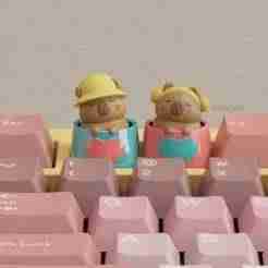 CUTE CAPYBARA_COUPLE_ KEYCAPS - MECHANICAL KEYBOARD