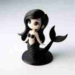 Cute Mermaid Girl Figurine 3D Print Decorative Model