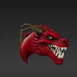 Detailed Scaled Dragon Head Charm - Snarling Fangs, Textured Design, Keychain Ready STL File