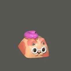 DonutPaws Artisan Keycap – Kawaii Cat with Donut Topper