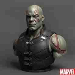 Drax Bust - Destroyer Warrior with Tribal Tattoos