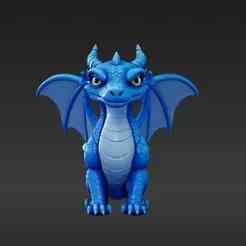 Elegant Sapphire Dragon Keychain - Modern Fantasy Miniature for 3D Printing