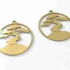 Elephant Tree Silhouette Pendant Jewelry Art