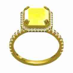 Emerald Cut Double Prong Diamond Halo Engagement Ring