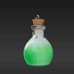 Enchanted Fantasy Potion Bottle Keychain - Detailed Whimsical Accessory for 3D Printing