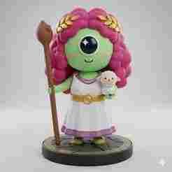 female cyclops with sheep and chibi stick chibi decoration