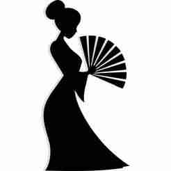 geisha silhouette blending into a hand fan 3 - 2D/3D Wall Art STL+SVG For CNC Router, Plasma, Waterjet, Laser & 3D Printer