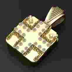 Gold Cross Square Pendant