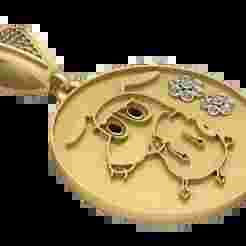 Golden Cartoon Dog Pendant 3D Printable Model