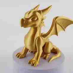 Golden dragon 3D print PLA Silk - 15 cm high - Fantasy figure