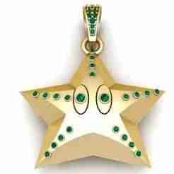 Golden Emerald Star Character Pendant 3D Printable Model
