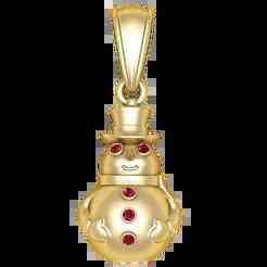 Golden Snowman Pendant with Ruby Accents