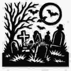 Haunted Cemetery Halloween Wall Art Home Decor