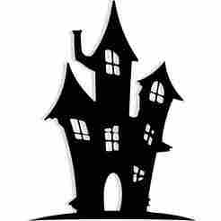 haunted house silhouette with crooked windows 2 - 2D/3D Wall Art STL+SVG For CNC Router, Plasma, Waterjet, Laser & 3D Printer